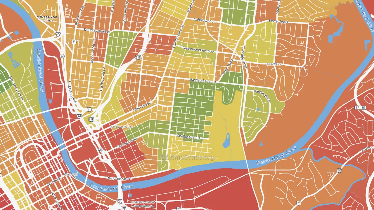Lockeland Springs, Nashville, TN Map of Drug-Related Crime Rates