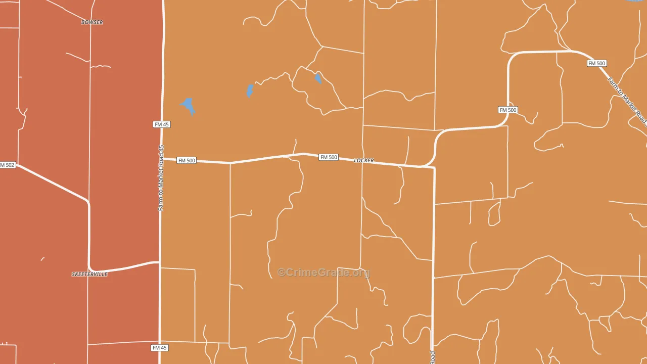 Locker, TX Map of Drug-Related Crime Rates