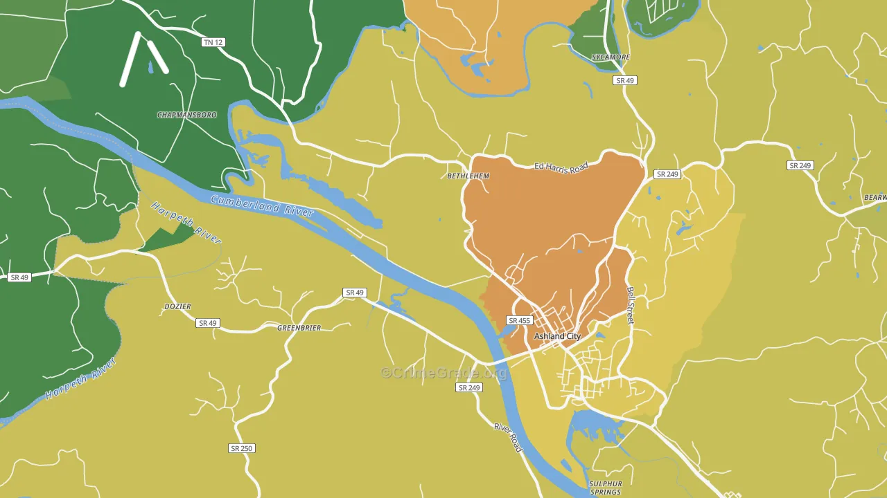Lockertsville, TN Map of Drug-Related Crime Rates