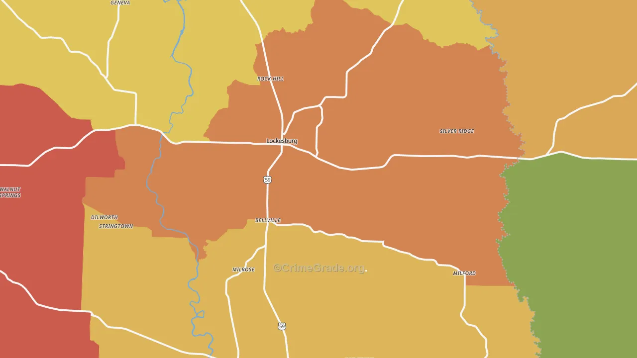 Lockesburg, AR Map of Drug-Related Crime Rates