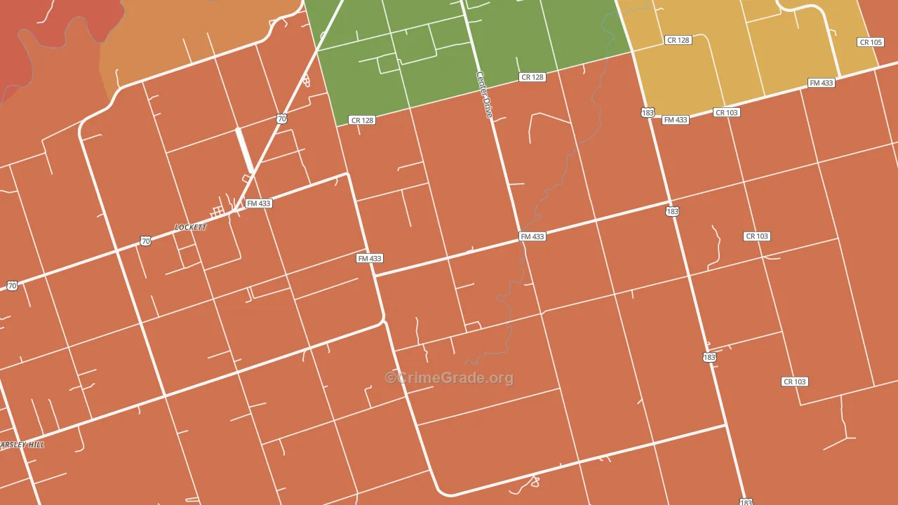 Lockett, TX Map of Drug-Related Crime Rates
