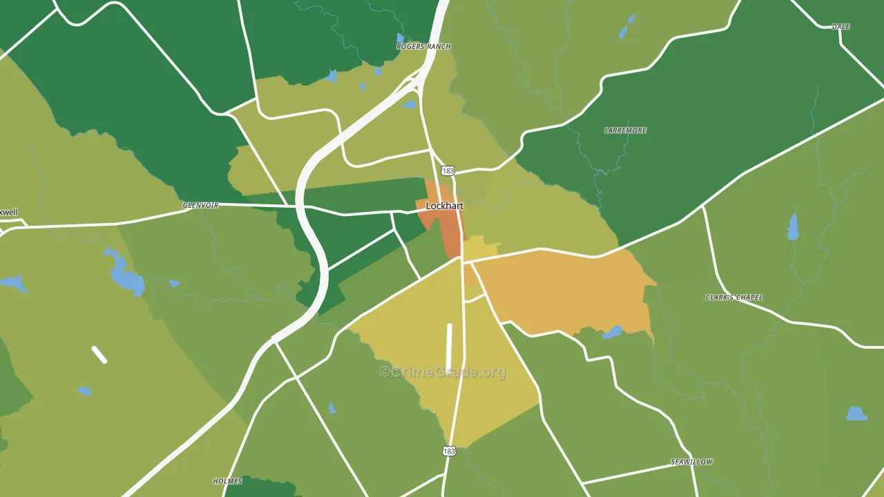 Lockhart, TX Map of Drug-Related Crime Rates