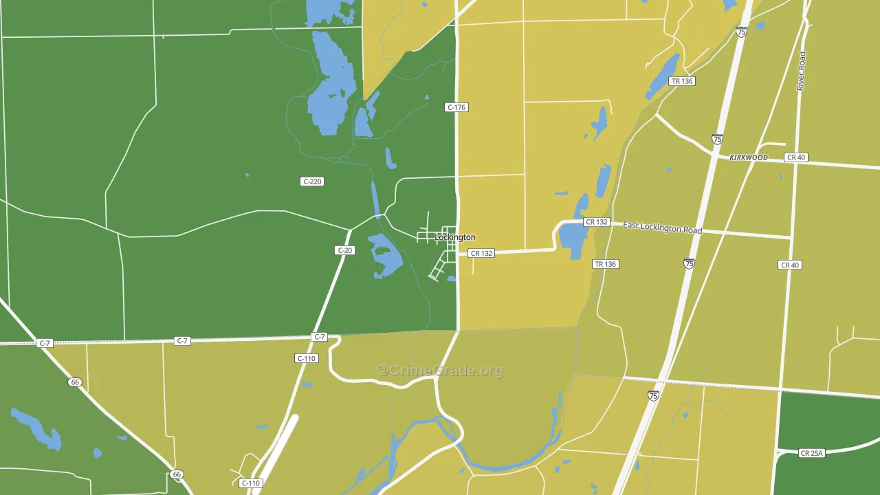 Lockington, OH Map of Drug-Related Crime Rates