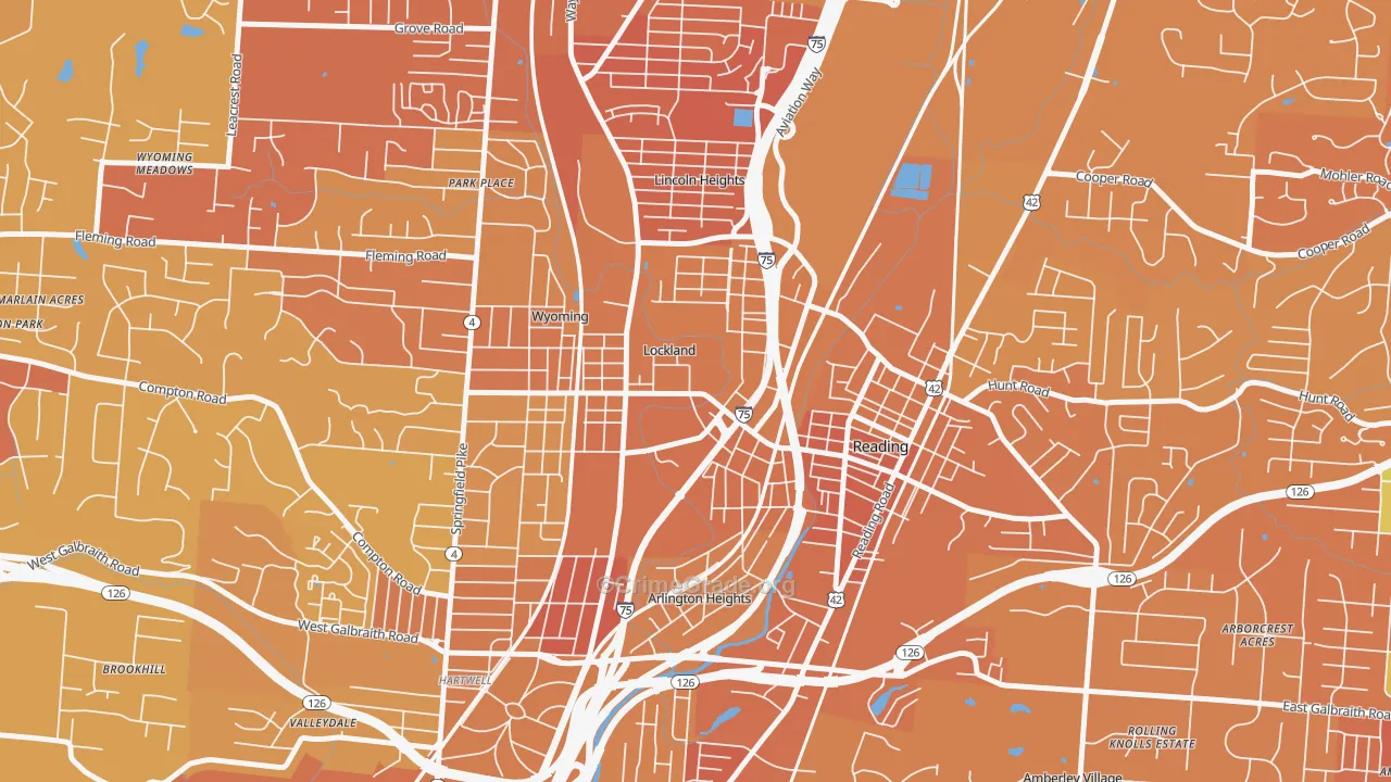 Lockland, OH Map of Drug-Related Crime Rates