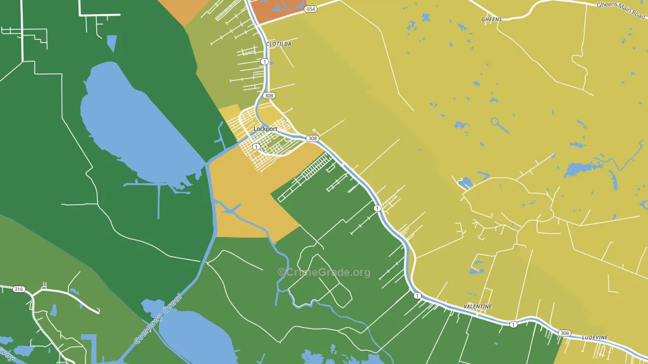 Lockport, LA Map of Drug-Related Crime Rates