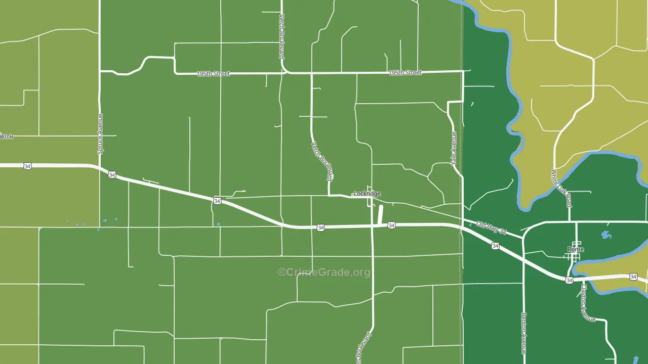 Lockridge, IA Map of Drug-Related Crime Rates