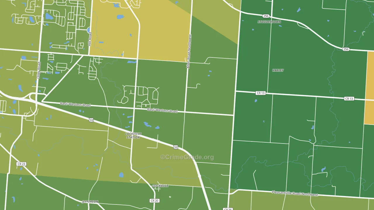 Lockville, OH Map of Drug-Related Crime Rates
