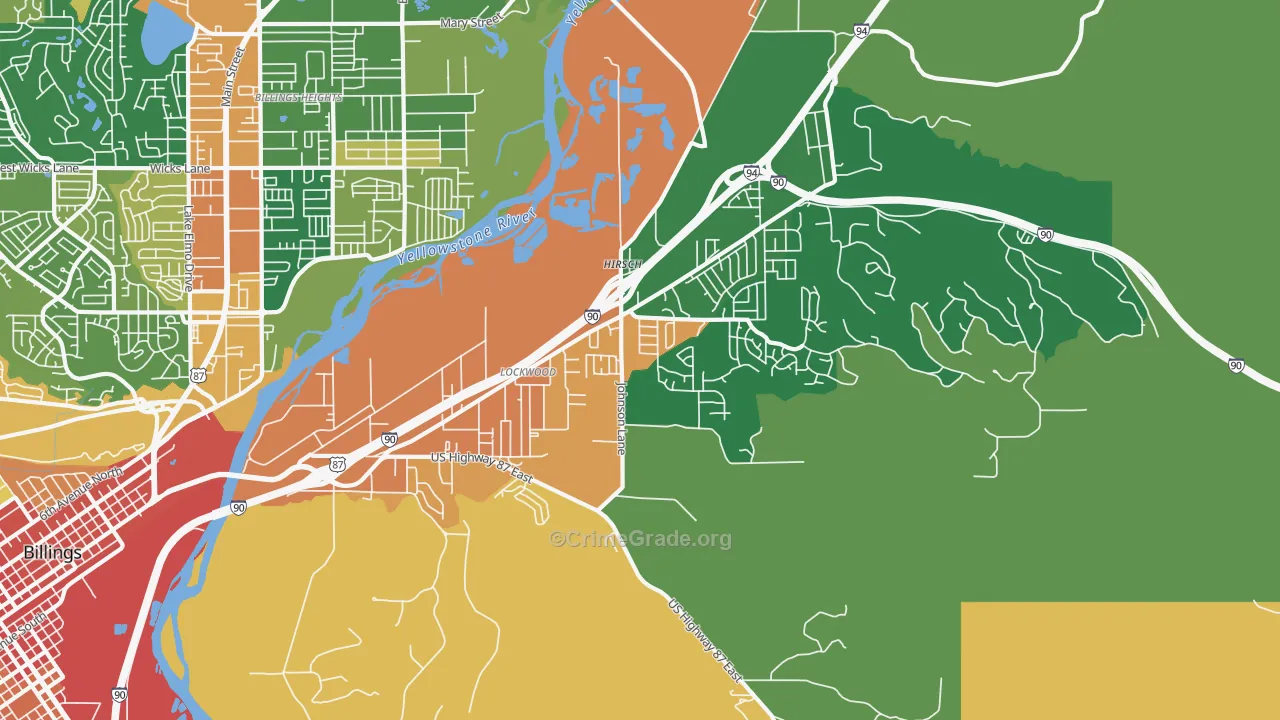 Lockwood, MT Map of Drug-Related Crime Rates
