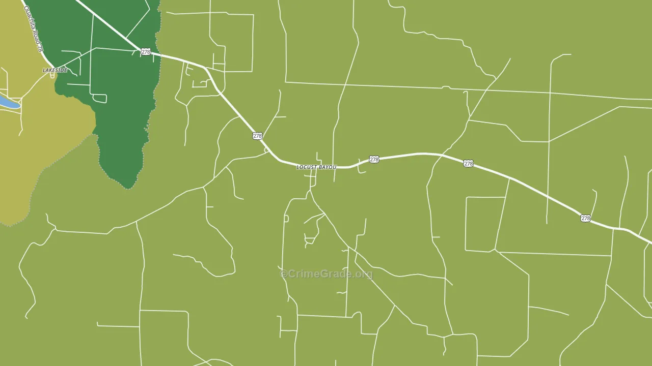 Locust Bayou, AR Map of Drug-Related Crime Rates
