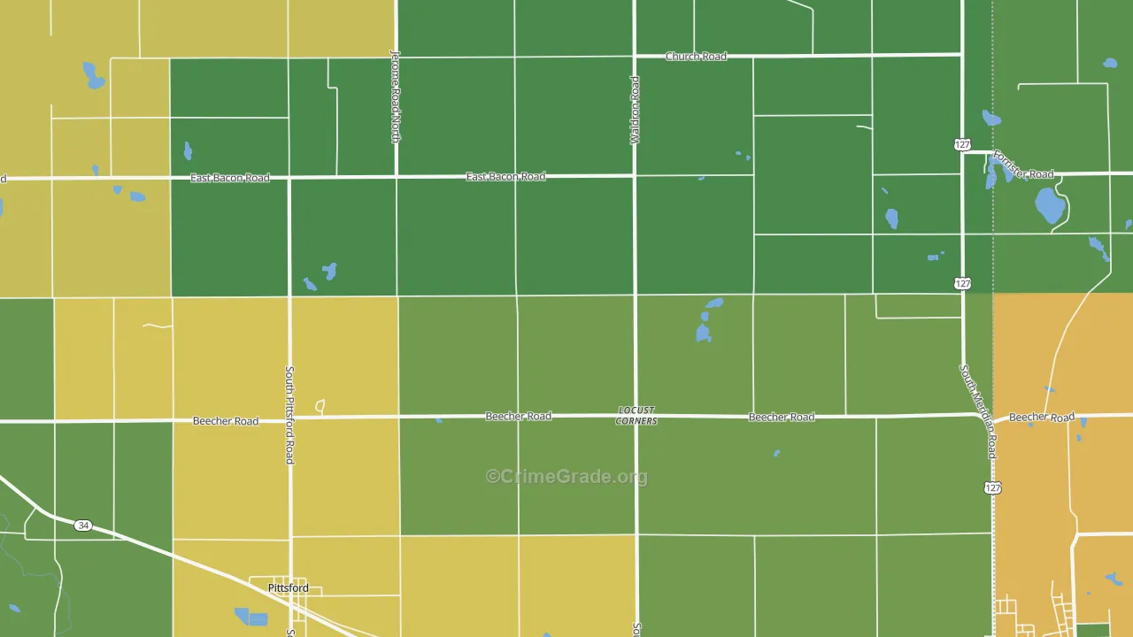 Locust Corners, MI Map of Drug-Related Crime Rates