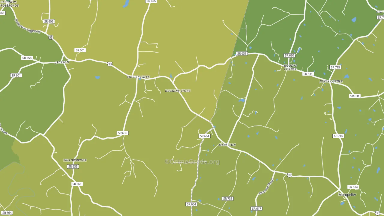 Locust Creek, VA Map of Drug-Related Crime Rates