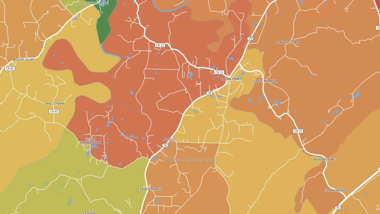 Locust Fork, AL Map of Drug-Related Crime Rates