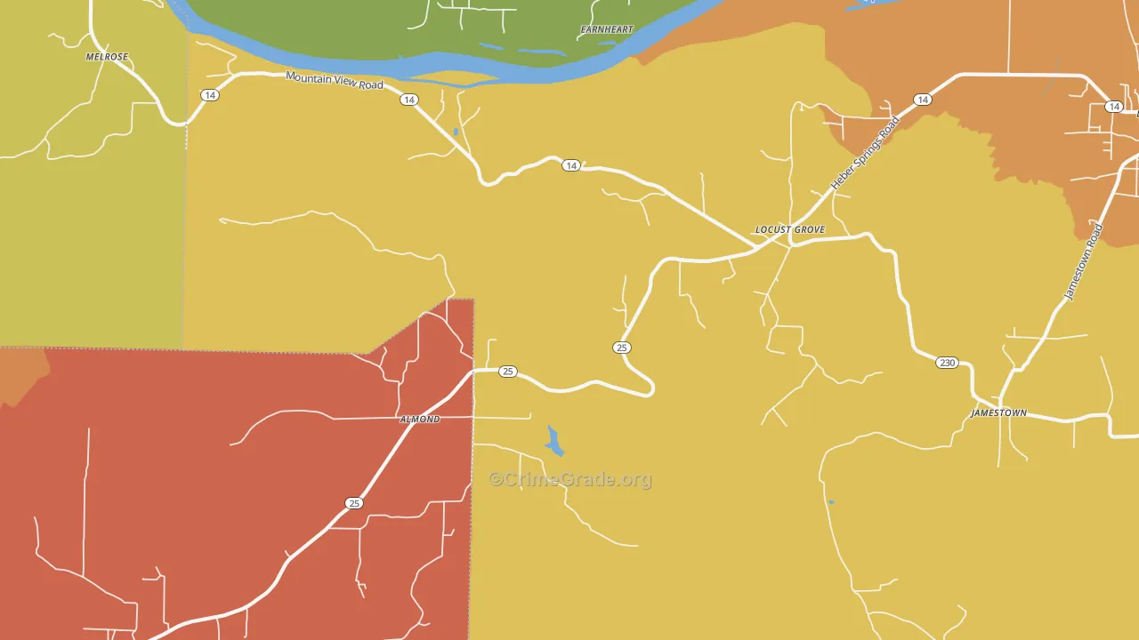 Locust Grove, AR Map of Drug-Related Crime Rates