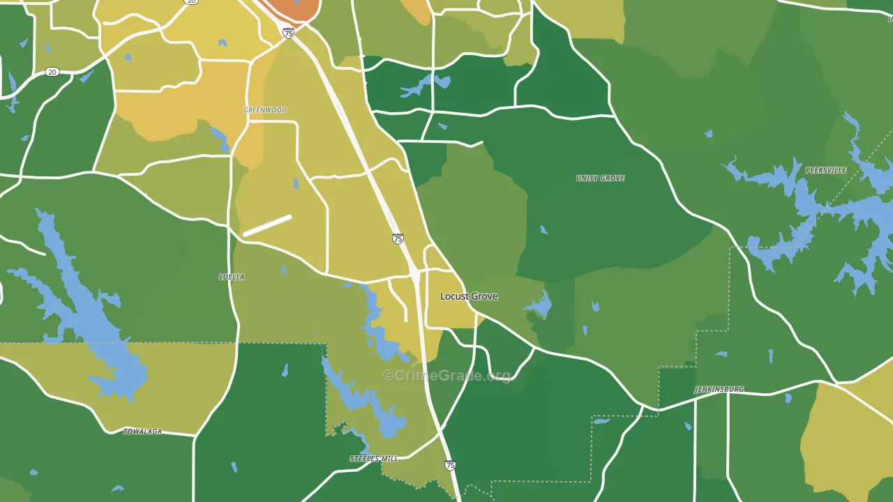 Locust Grove, GA Map of Drug-Related Crime Rates