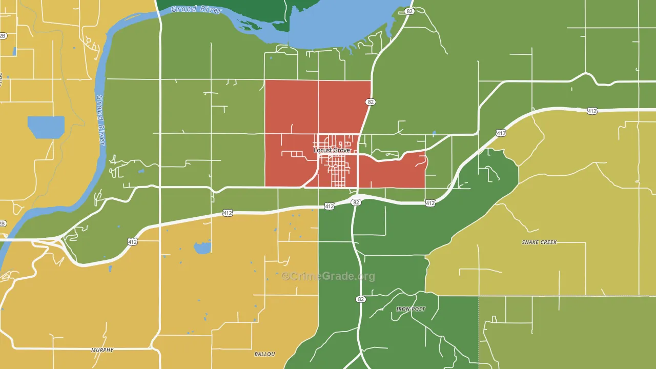 Locust Grove, OK Map of Drug-Related Crime Rates