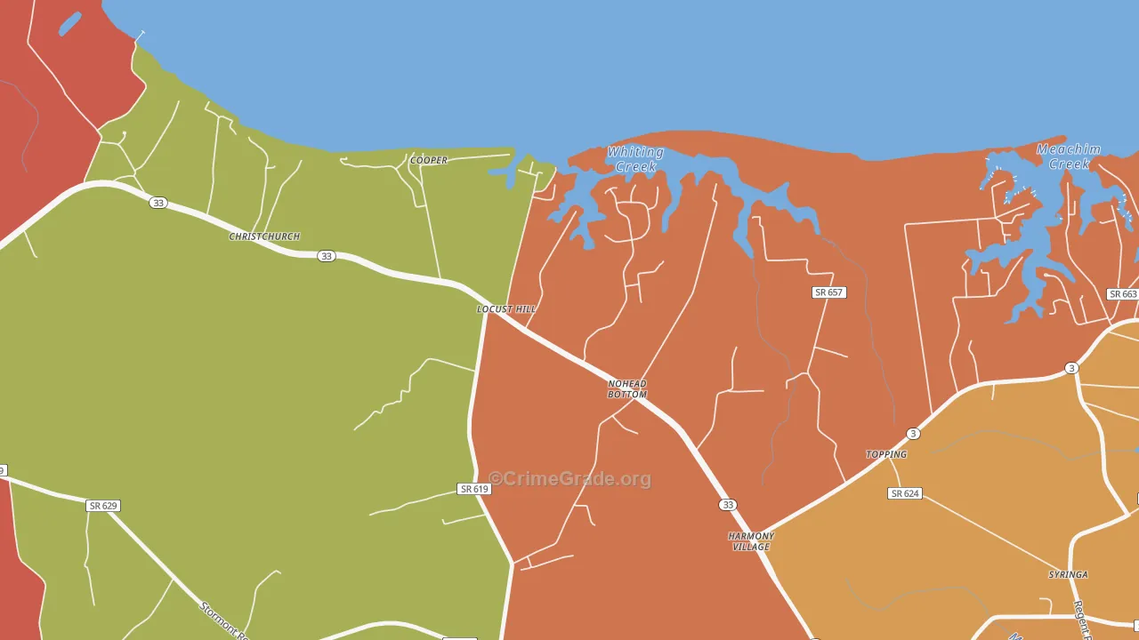 Locust Hill, VA Map of Drug-Related Crime Rates