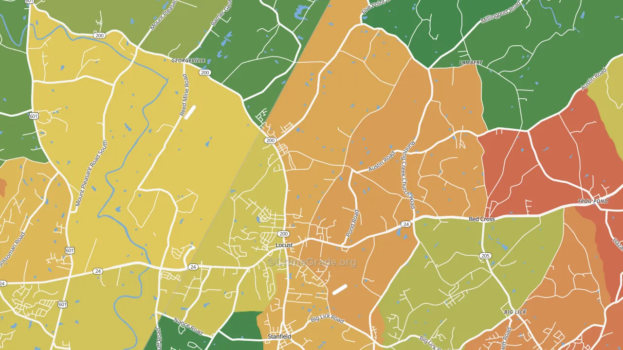 Locust, NC Map of Drug-Related Crime Rates