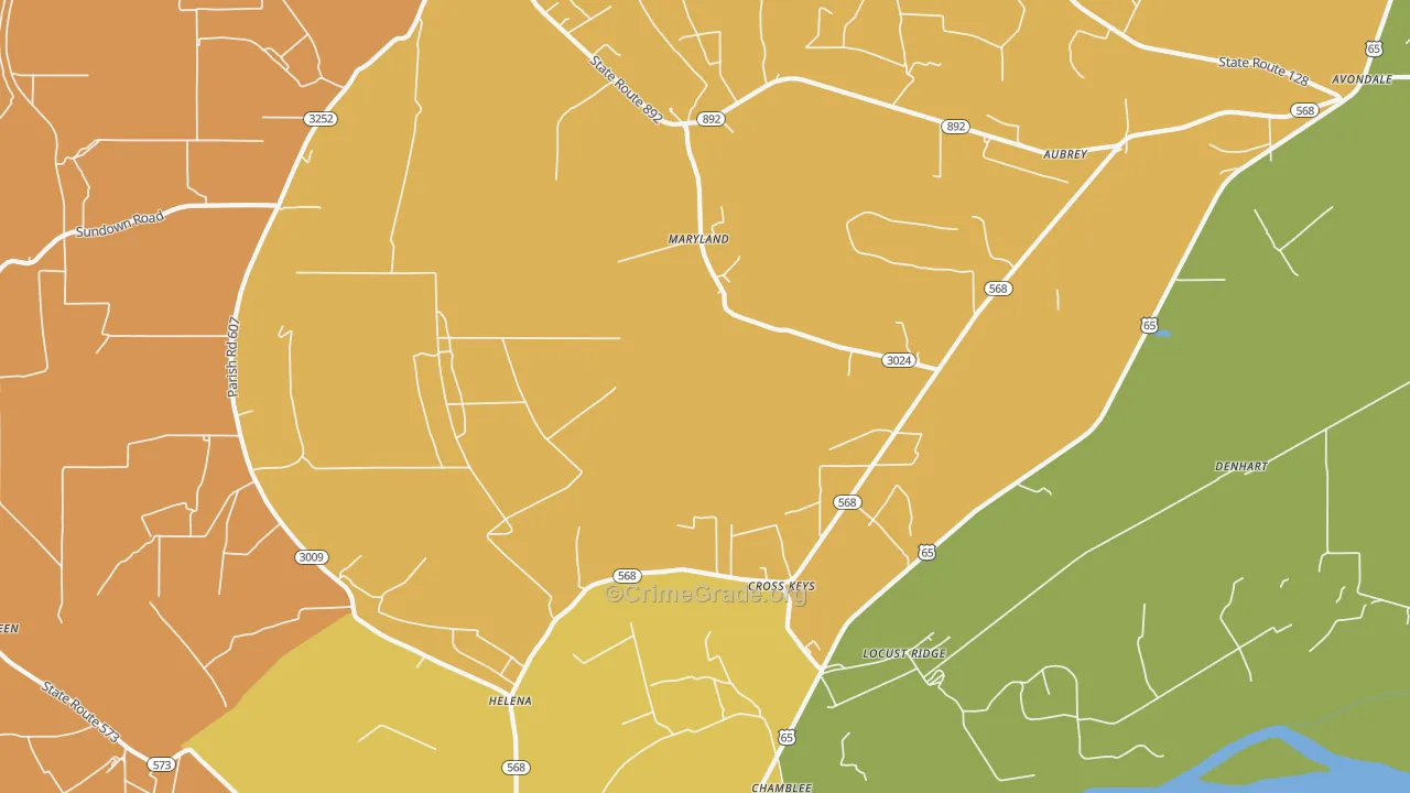 Locust Ridge, LA Map of Drug-Related Crime Rates