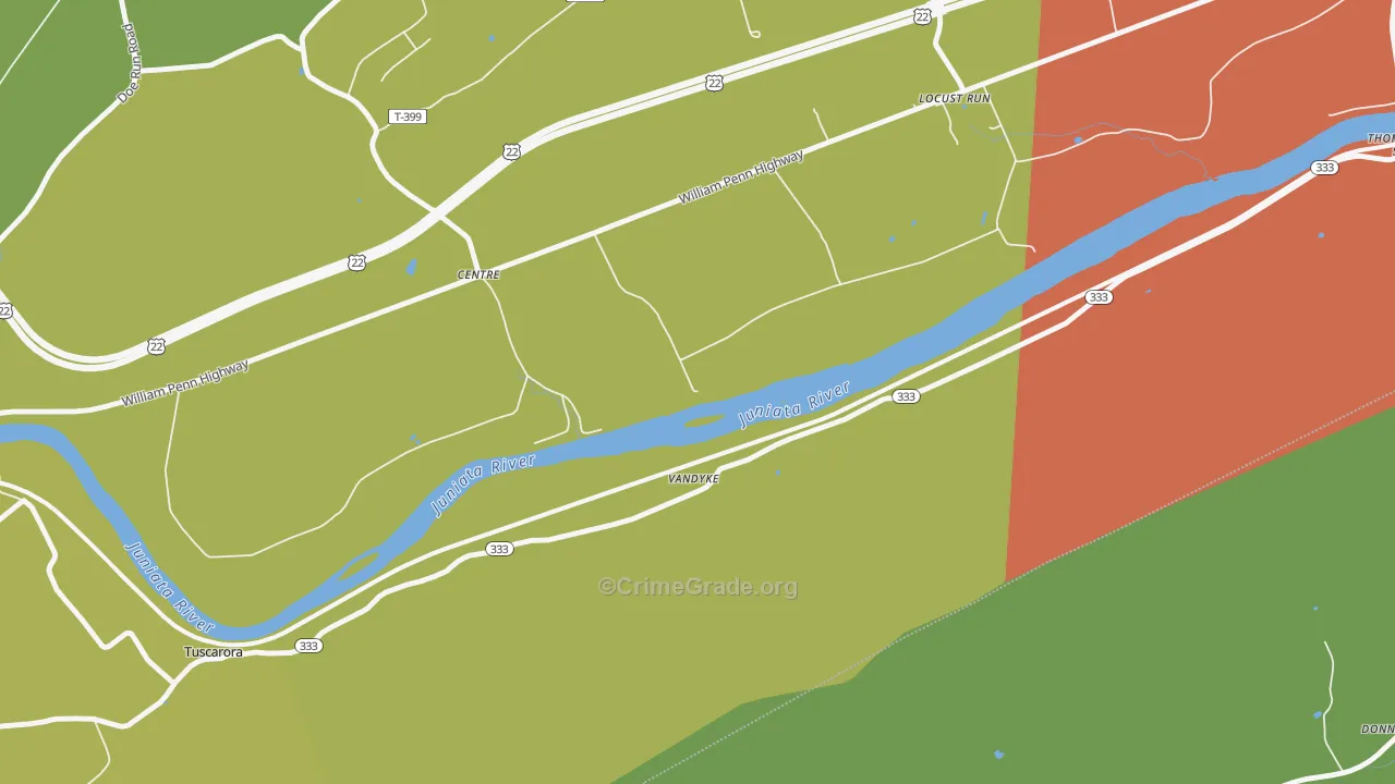 Locust Run, PA Map of Drug-Related Crime Rates