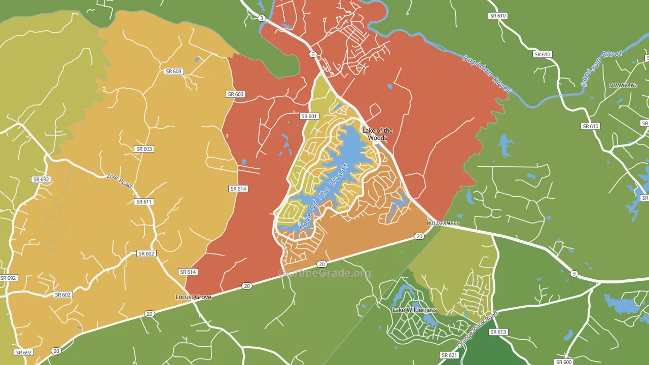 Locust Grove, VA Map of Drug-Related Crime Rates