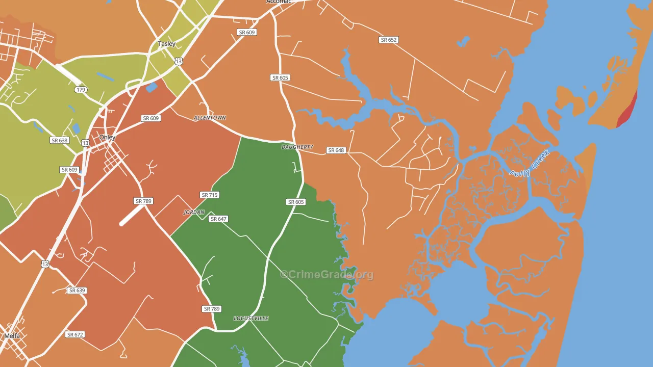 Locustville, VA Map of Drug-Related Crime Rates