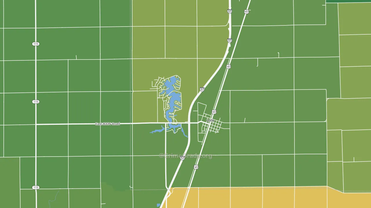 Loda, IL Map of Drug-Related Crime Rates