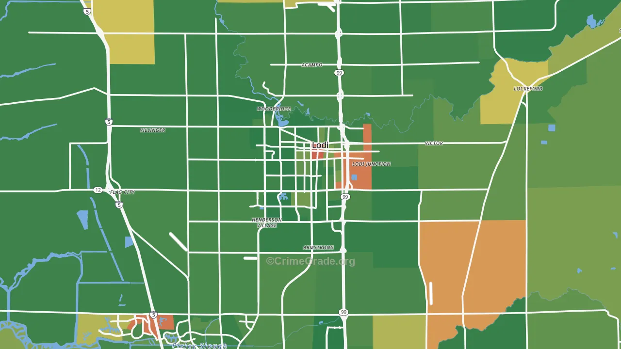 Lodi, CA Map of Drug-Related Crime Rates