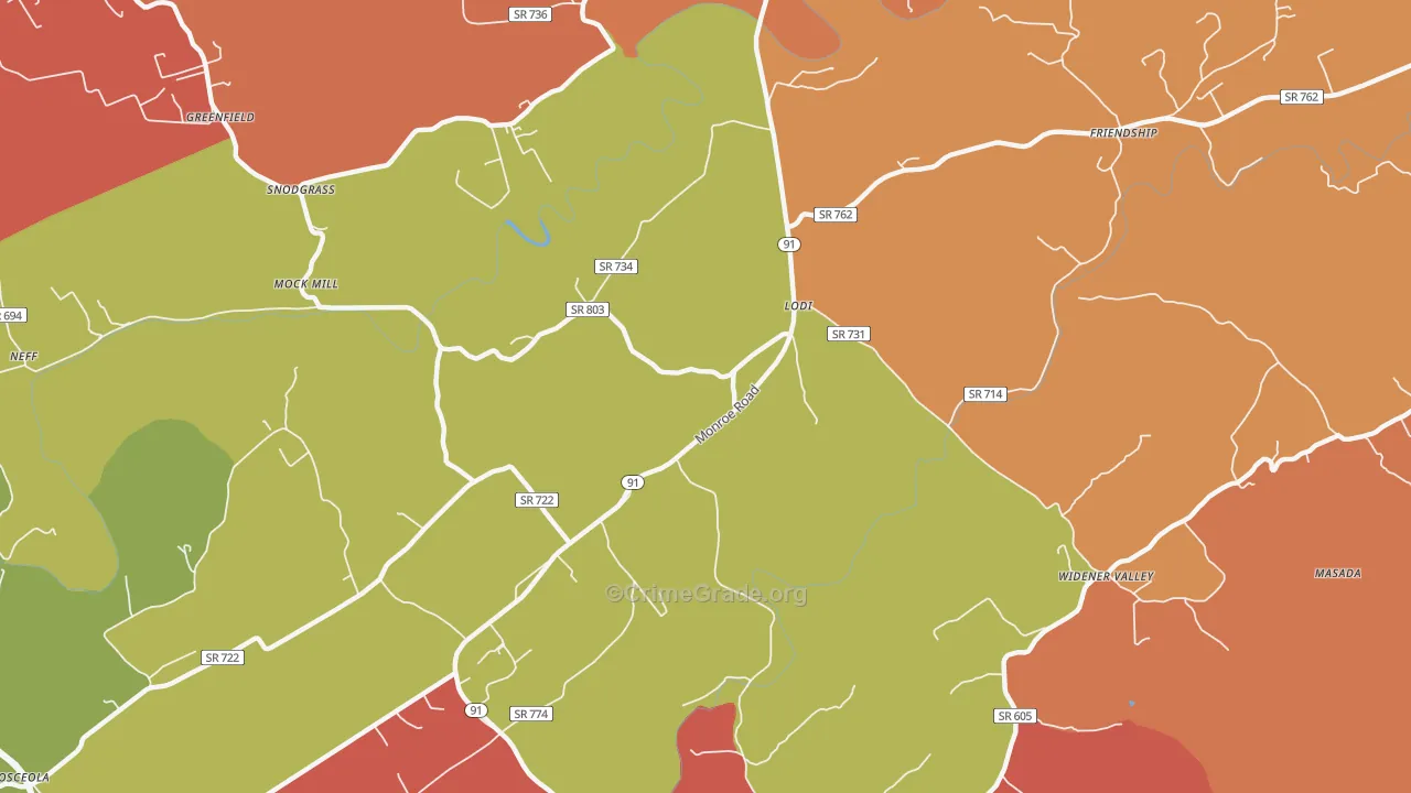 Lodi, VA Map of Drug-Related Crime Rates