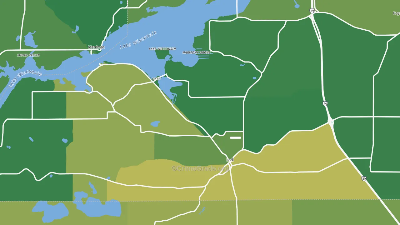 Lodi, WI Map of Drug-Related Crime Rates