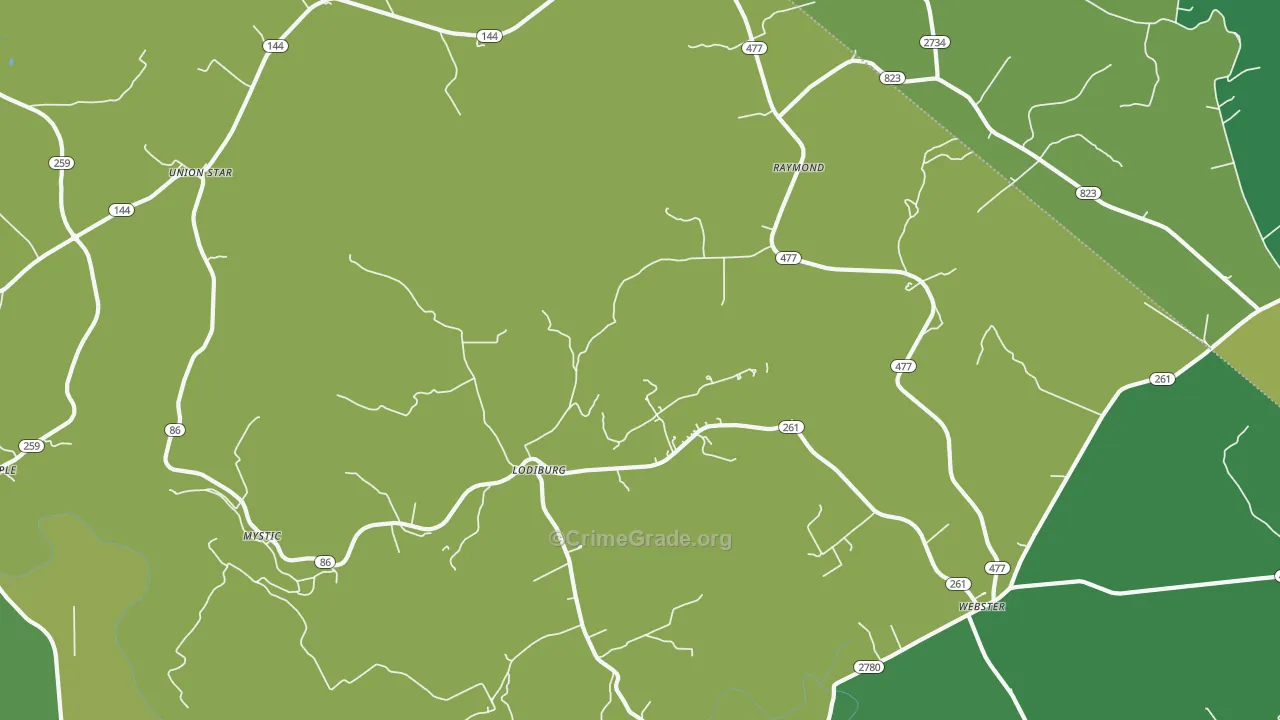 Lodiburg, KY Map of Drug-Related Crime Rates