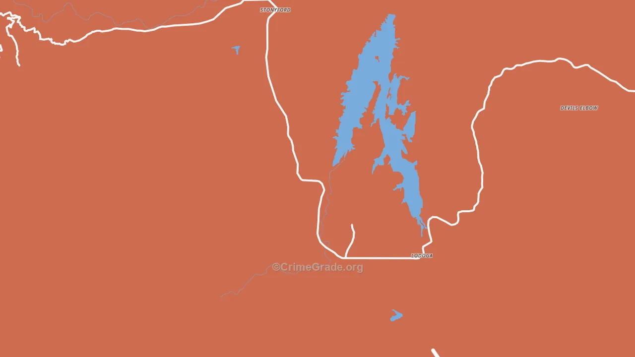 Lodoga, CA Map of Drug-Related Crime Rates