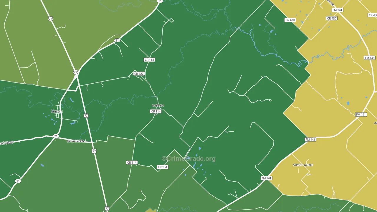 Loebau, TX Map of Drug-Related Crime Rates
