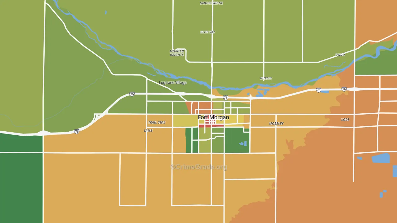 Log Lane Village, CO Map of Drug-Related Crime Rates