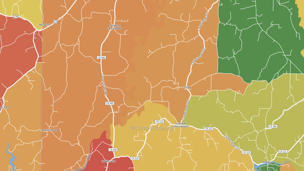 Logan, AL Map of Drug-Related Crime Rates
