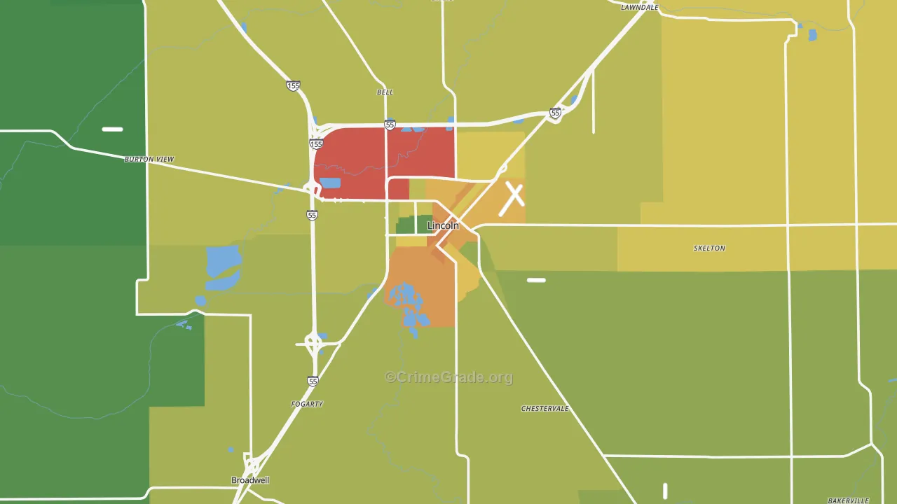 Logan County, IL Map of Drug-Related Crime Rates