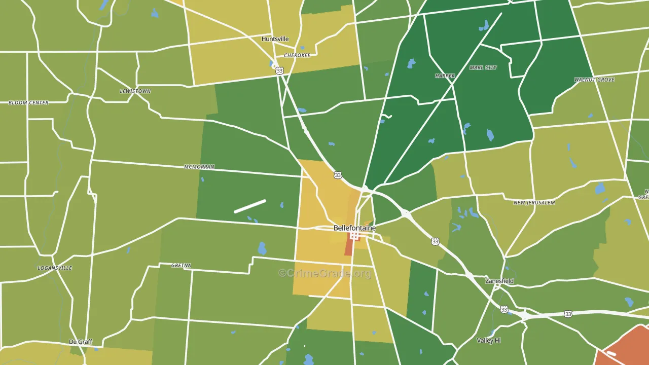 Logan County, OH Map of Drug-Related Crime Rates