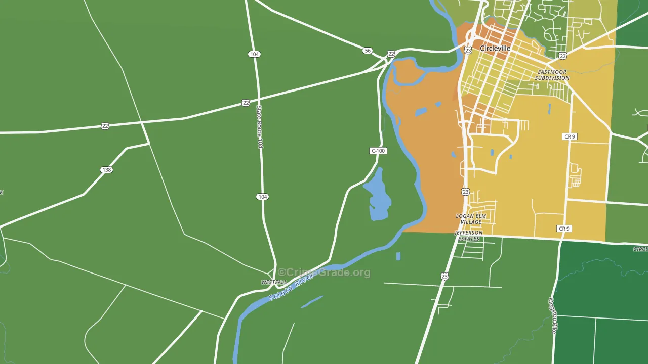 Logan Elm Village, OH Map of Drug-Related Crime Rates