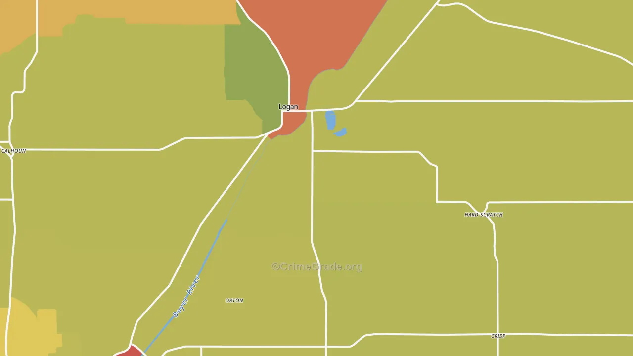 Logan, IA Map of Drug-Related Crime Rates
