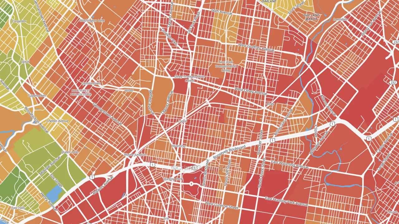 Logan-Ogontz-Fern Rock, Philadelphia, PA Map of Drug-Related Crime Rates