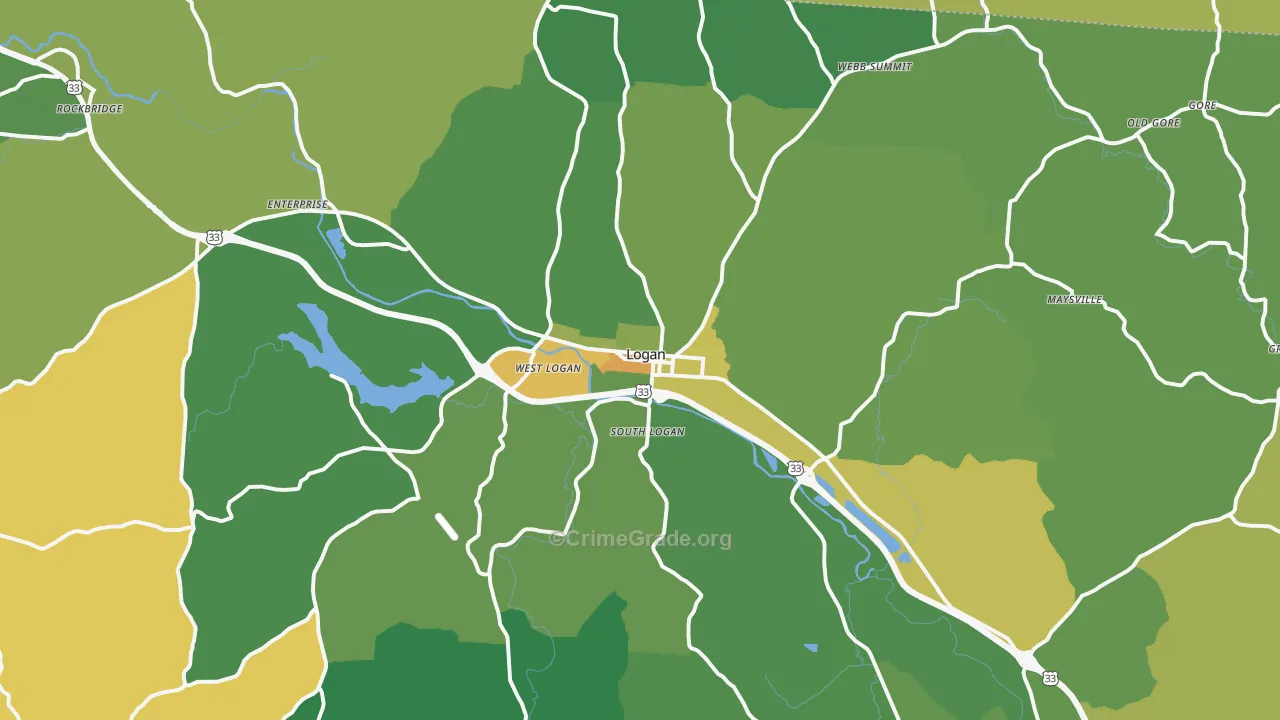Logan, OH Map of Drug-Related Crime Rates
