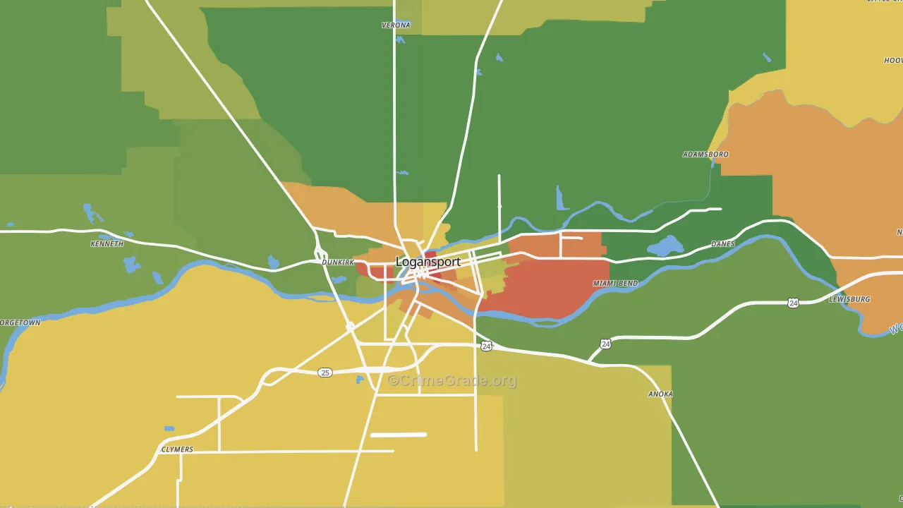 Logansport, IN Map of Drug-Related Crime Rates