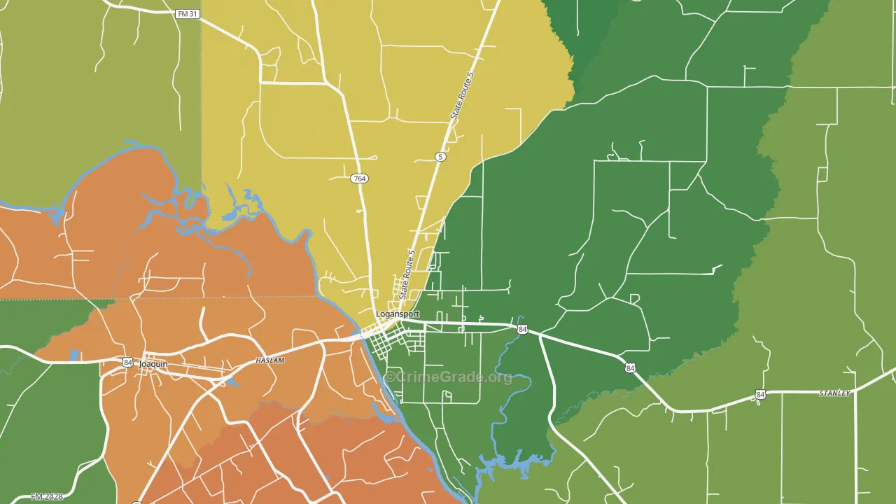Logansport, LA Map of Drug-Related Crime Rates