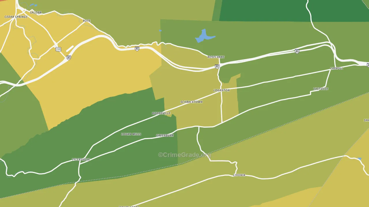 Loganton, PA Map of Drug-Related Crime Rates
