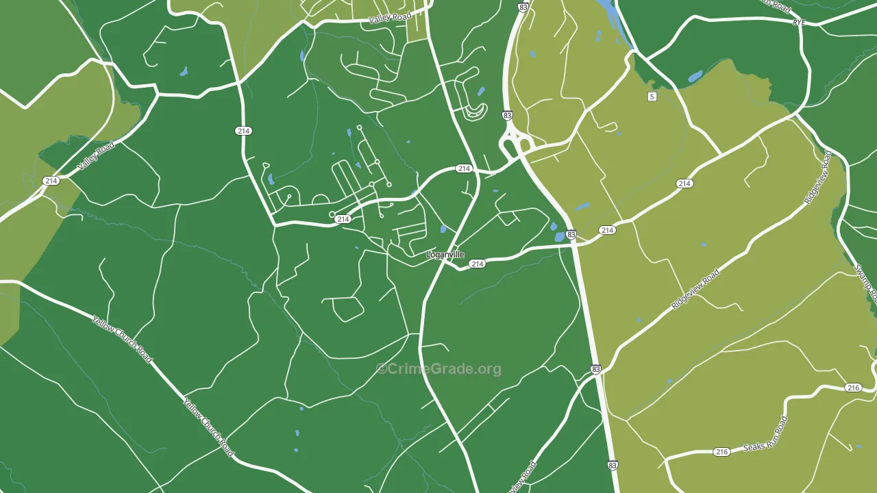 Loganville, PA Map of Drug-Related Crime Rates