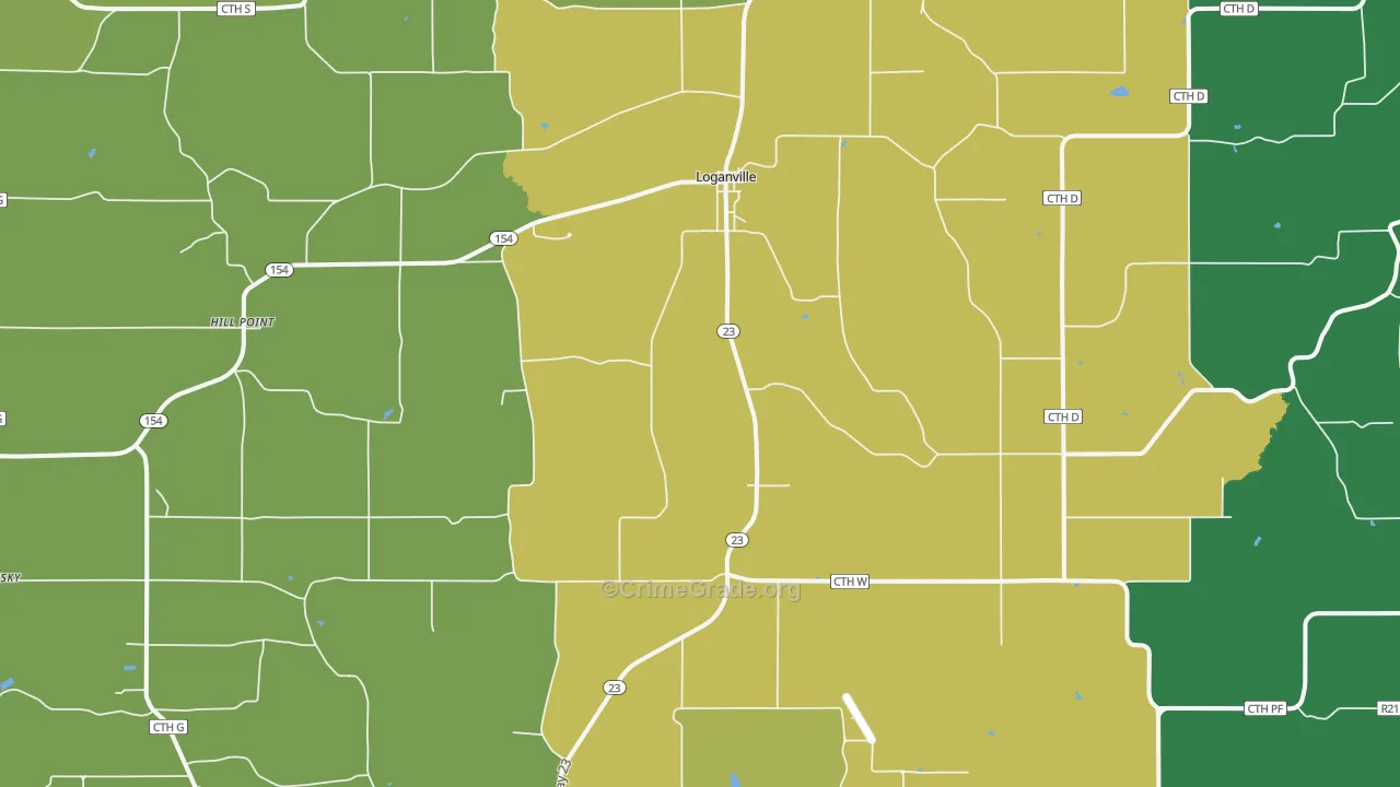 Loganville, WI Map of Drug-Related Crime Rates