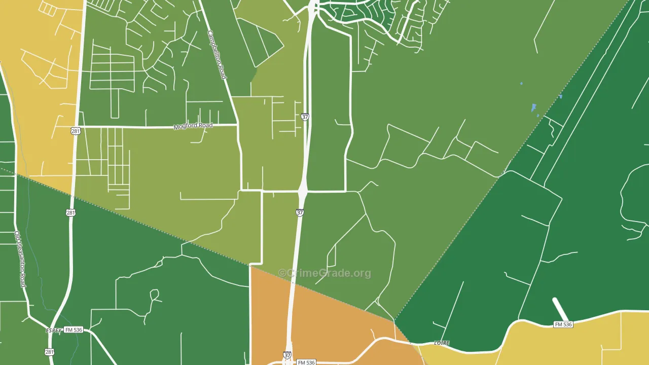 Loire, TX Map of Drug-Related Crime Rates