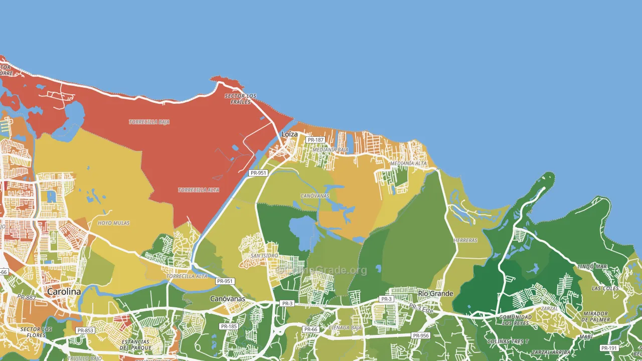Loiza Municipio, PR Map of Drug-Related Crime Rates