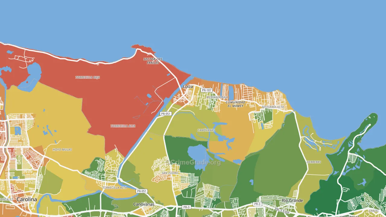 Loiza, PR Map of Drug-Related Crime Rates