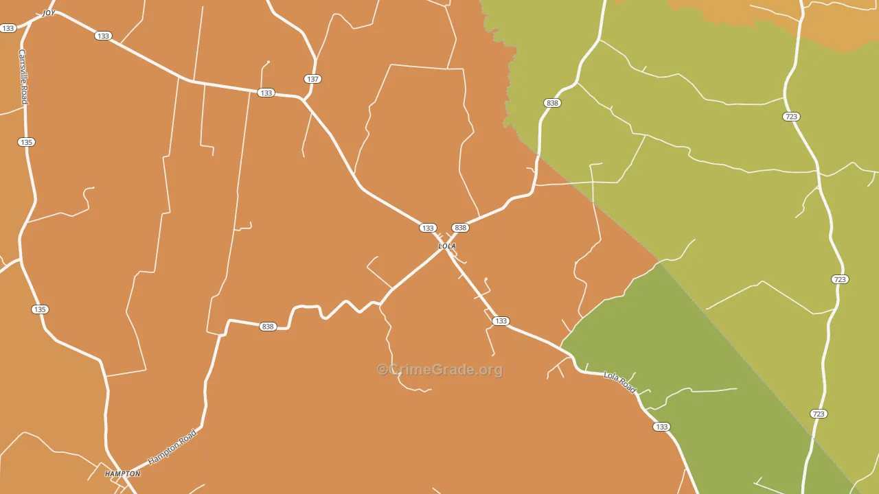 Lola, KY Map of Drug-Related Crime Rates