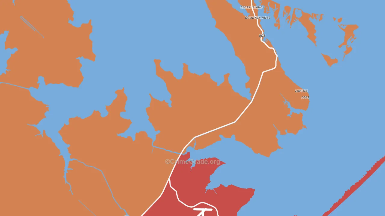 Lola, NC Map of Drug-Related Crime Rates